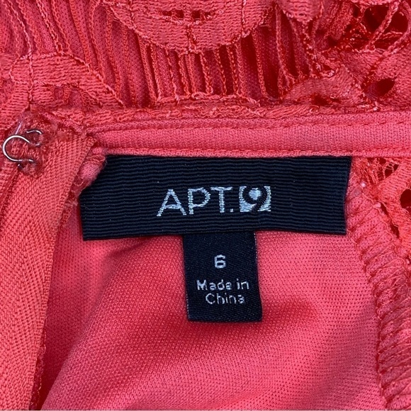 Size 6 Apt 9 Peach Orange Lace Event Party Cocktail Dress Short Sleeve - Picture 9 of 11